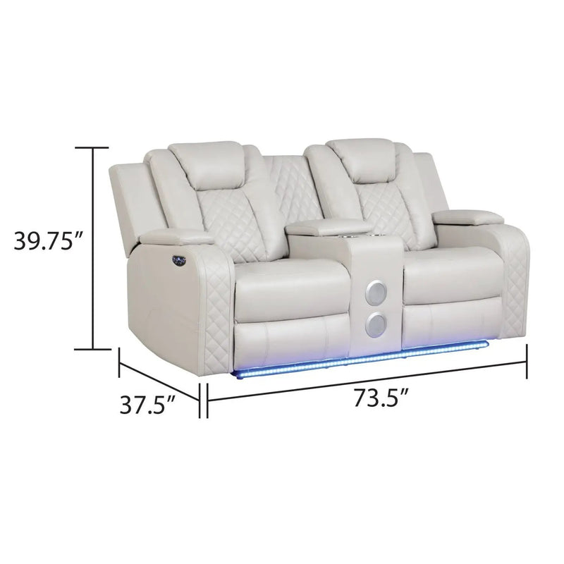 Benz - Power Reclining Loveseat & LED Lighting And Built In USB by HouseOfZazla