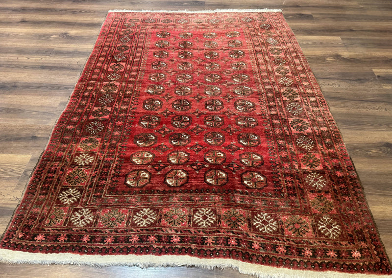 Antique Persian Turkoman Rug 5x6, Red by Jewel Rugs