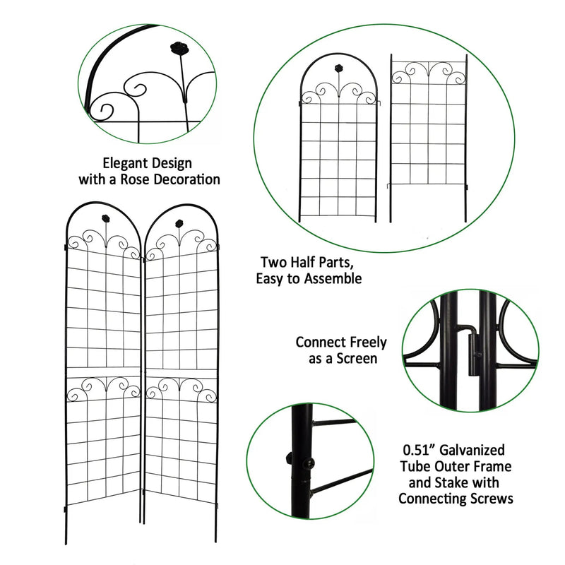 Metal Garden Trellis For Climbing Plants Outdoor Rustproof Plant Support Rose Trellis Netting Trellis by HouseOfZazla