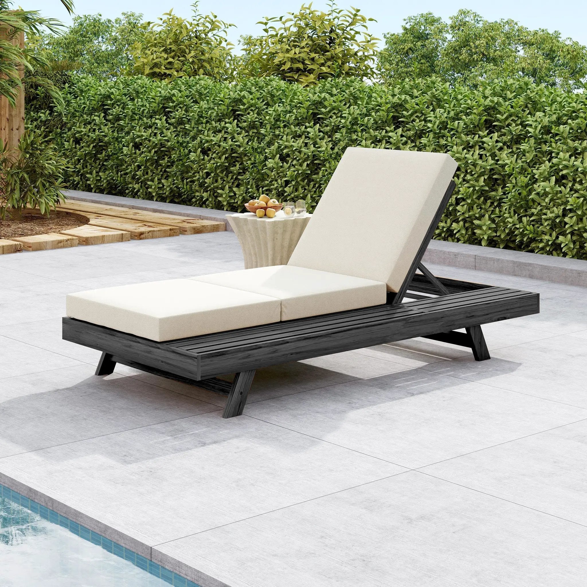 Lounge Chaise Set, Space Available On One Side, Acacia Solid Wood by HouseOfZazla