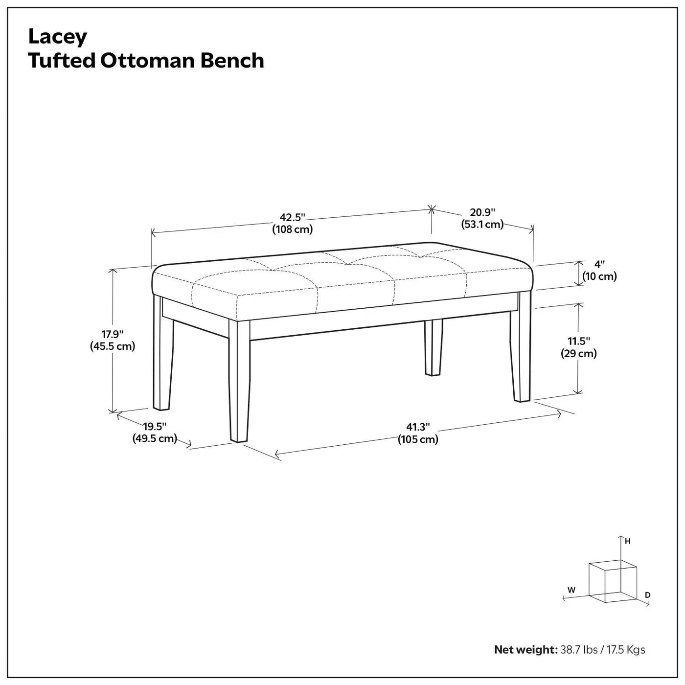 Lacey - Upholstered Tufted Ottoman Bench by Unique Piece Furniture