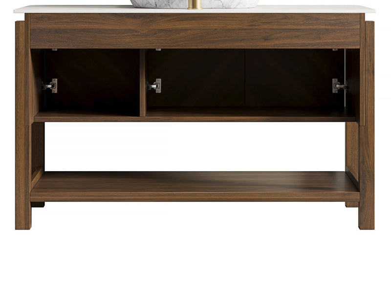 Indigo 48'' Freestanding Cabinet with 3 Doors & Open Shelf, Carrara by HouseOfZazla