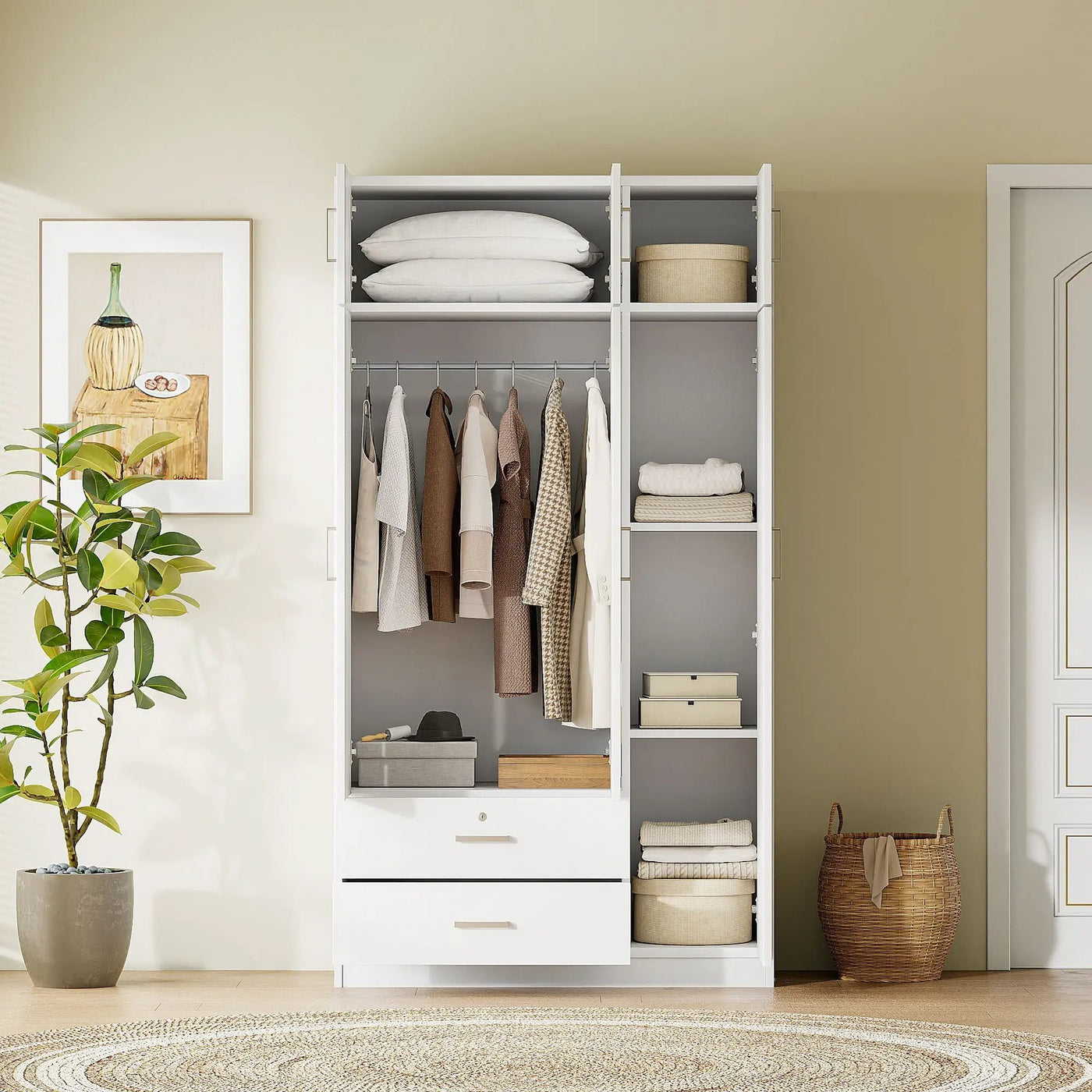 Modern 3 Door Mirror Wardrobe With 2 Drawers And Top Cabinet by Unique Piece Furniture