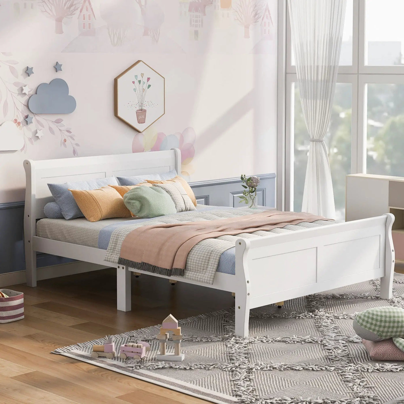 Platform Bed Frame Mattress Foundation Sleigh Bed With Headboard / Footboard / Wood Slat Suppor by Unique Piece Furniture