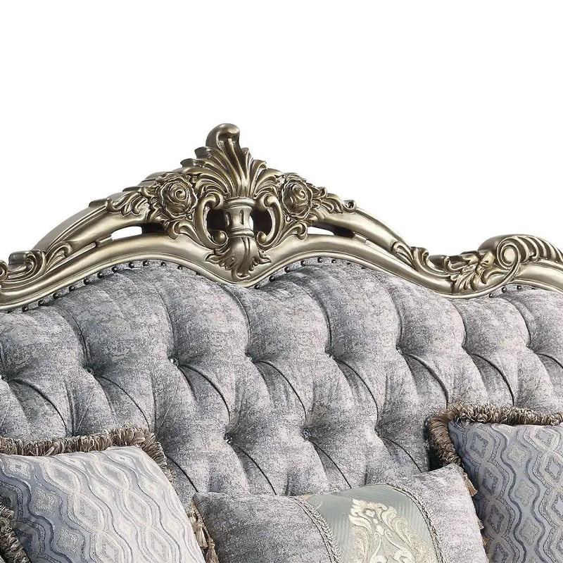 Miliani - Loveseat With 3 Pillows - Fabric & Antique Bronze by Unique Piece Furniture