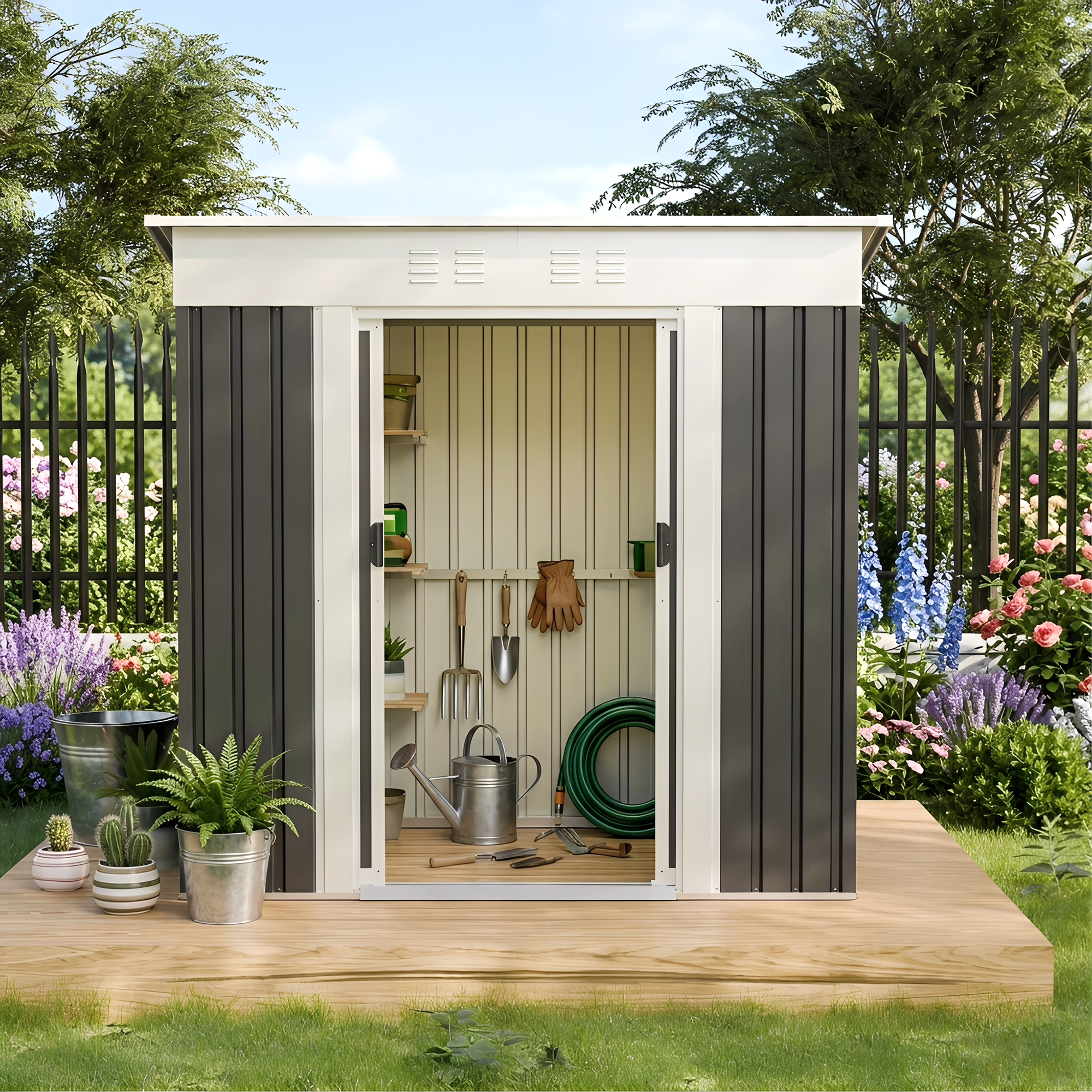 6x4 Ft Garden Shed for Patio and Outdoor Storage by HouseOfZazla