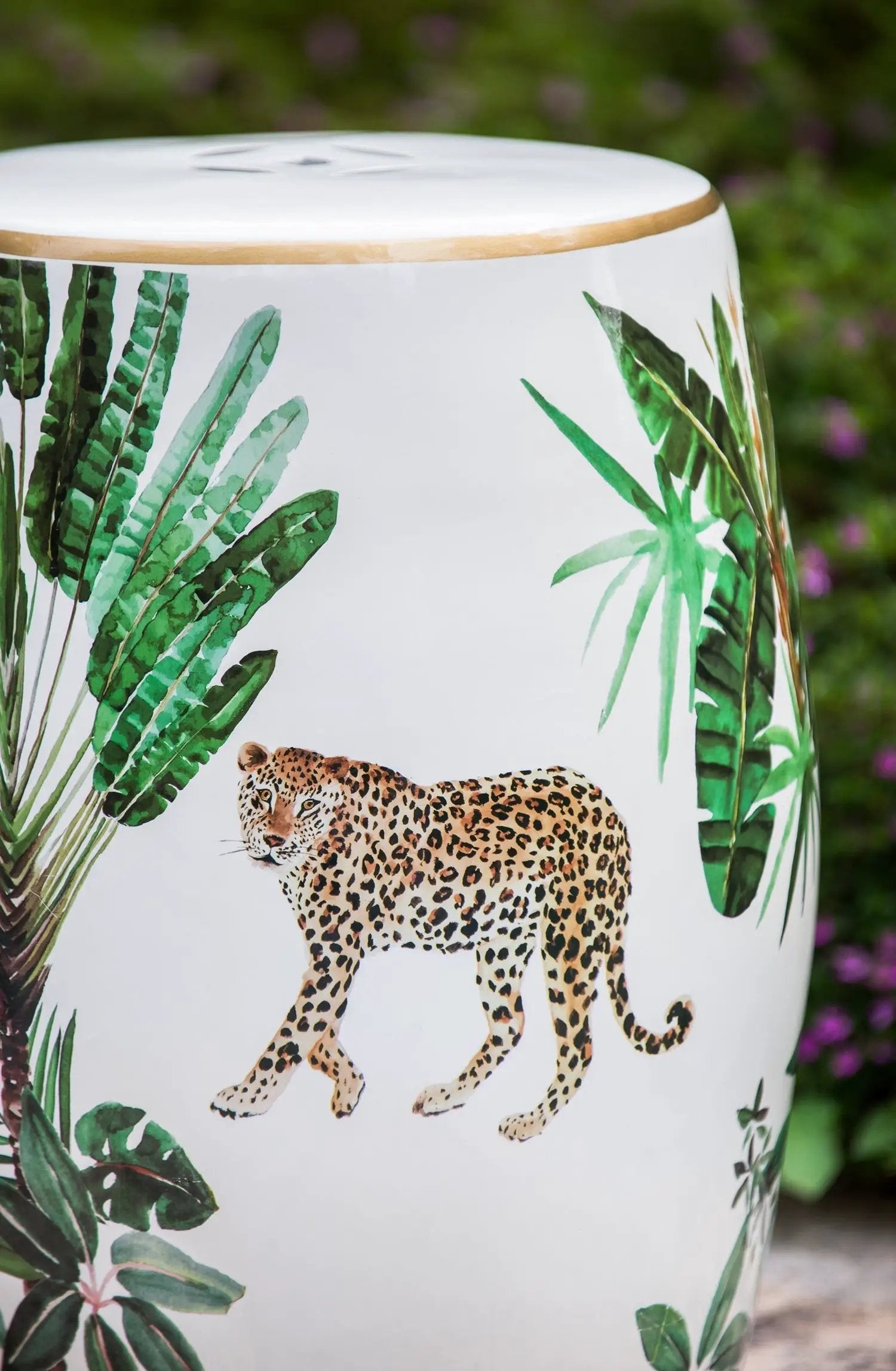 13x13x18 Ceramics Garden Stool Jungle-Themed Accent Side Table by HouseOfZazla