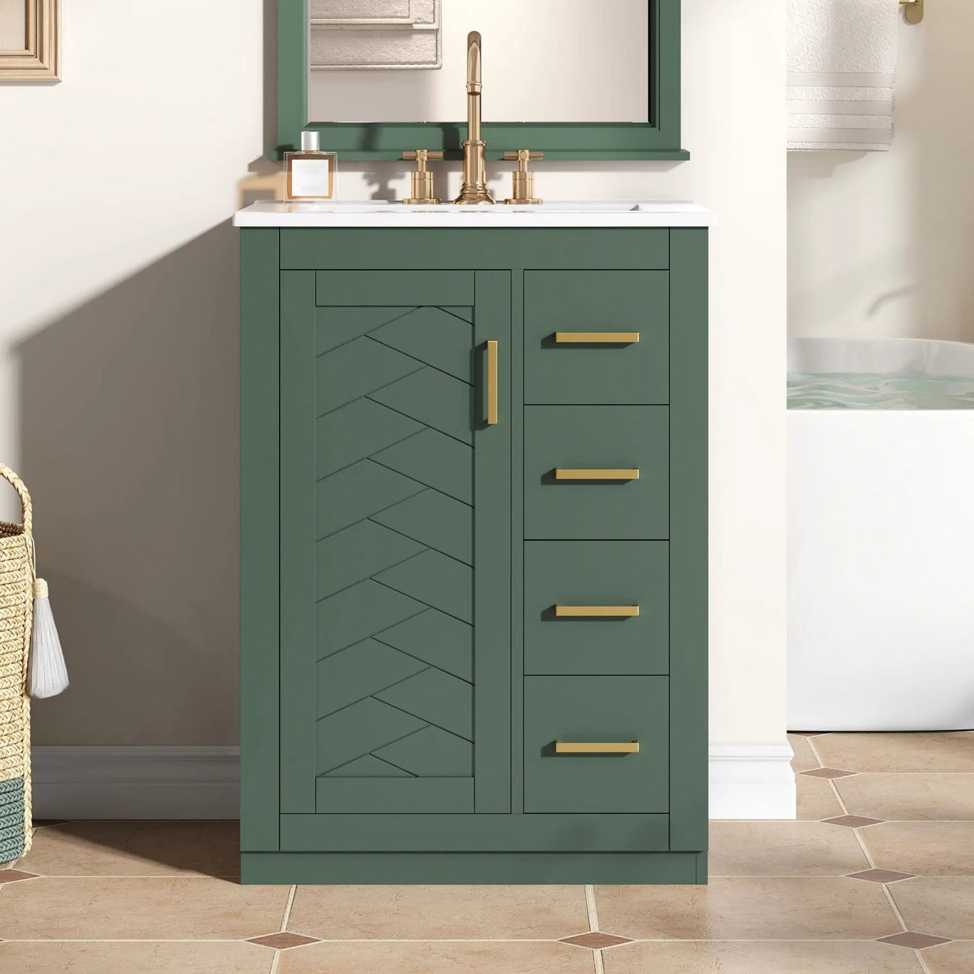 Modern Bathroom Vanity With 1 Door And 3 Drawers by Unique Piece Furniture