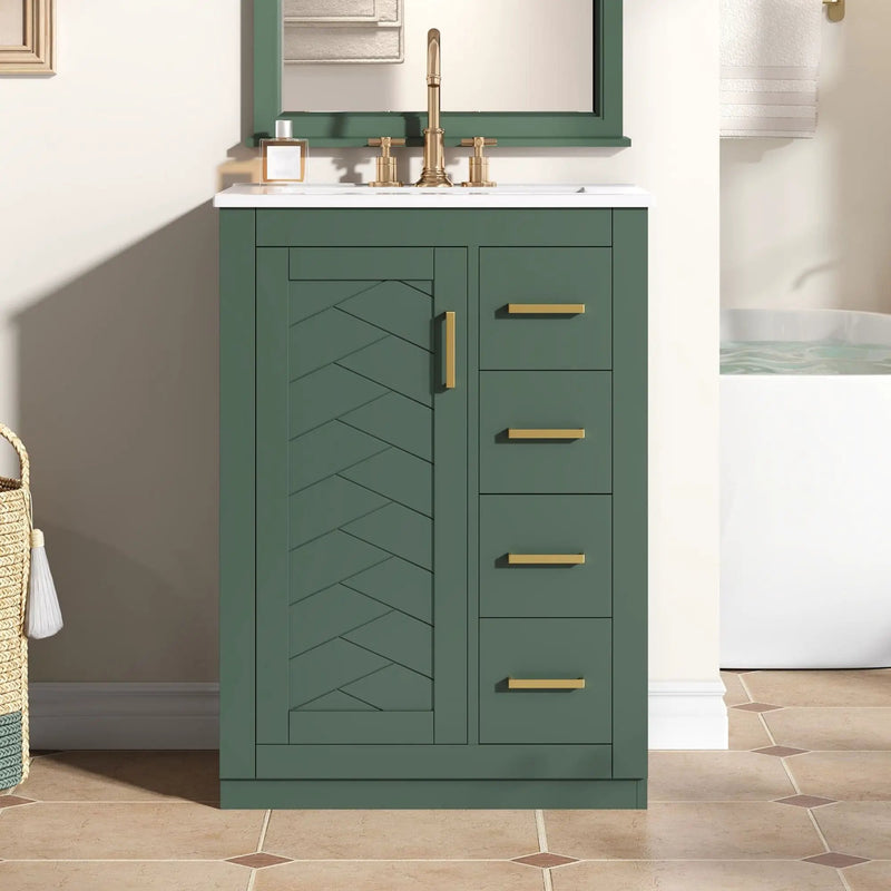 Modern Bathroom Vanity With 1 Door And 3 Drawers by Unique Piece Furniture