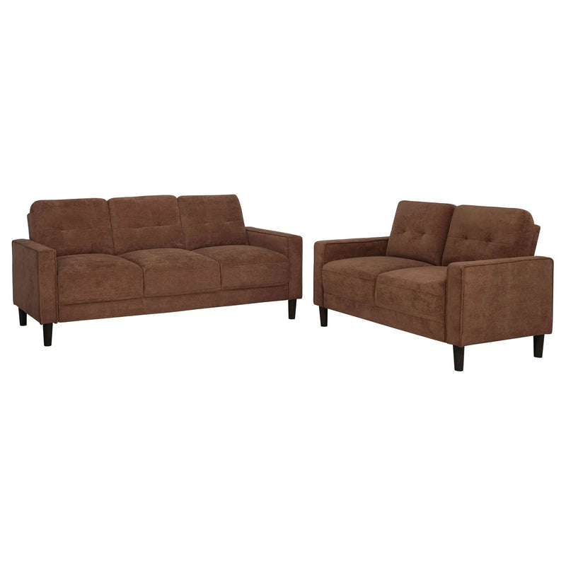 Bowen II 2-piece Fabric Upholstered Track Arm Sofa Set Rust by Unique Piece Furniture
