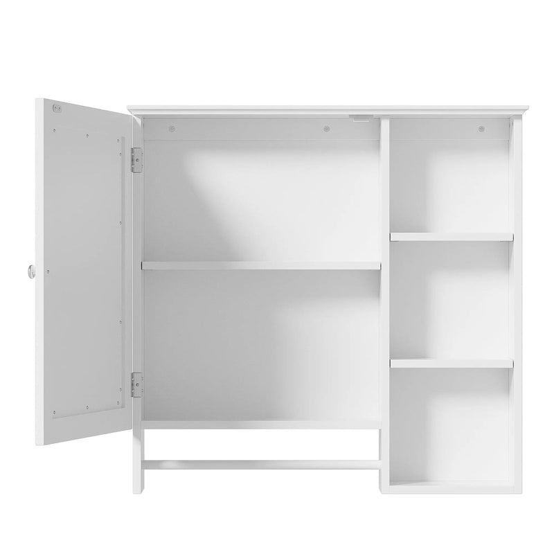 Wall Mounted Bathroom Storage Cabinet, Medicine Cabinets With Large Mirror Door, Adjustable Shelves And Three Open Storage Levels(Not Include Bathroom Vanity) by HouseOfZazla