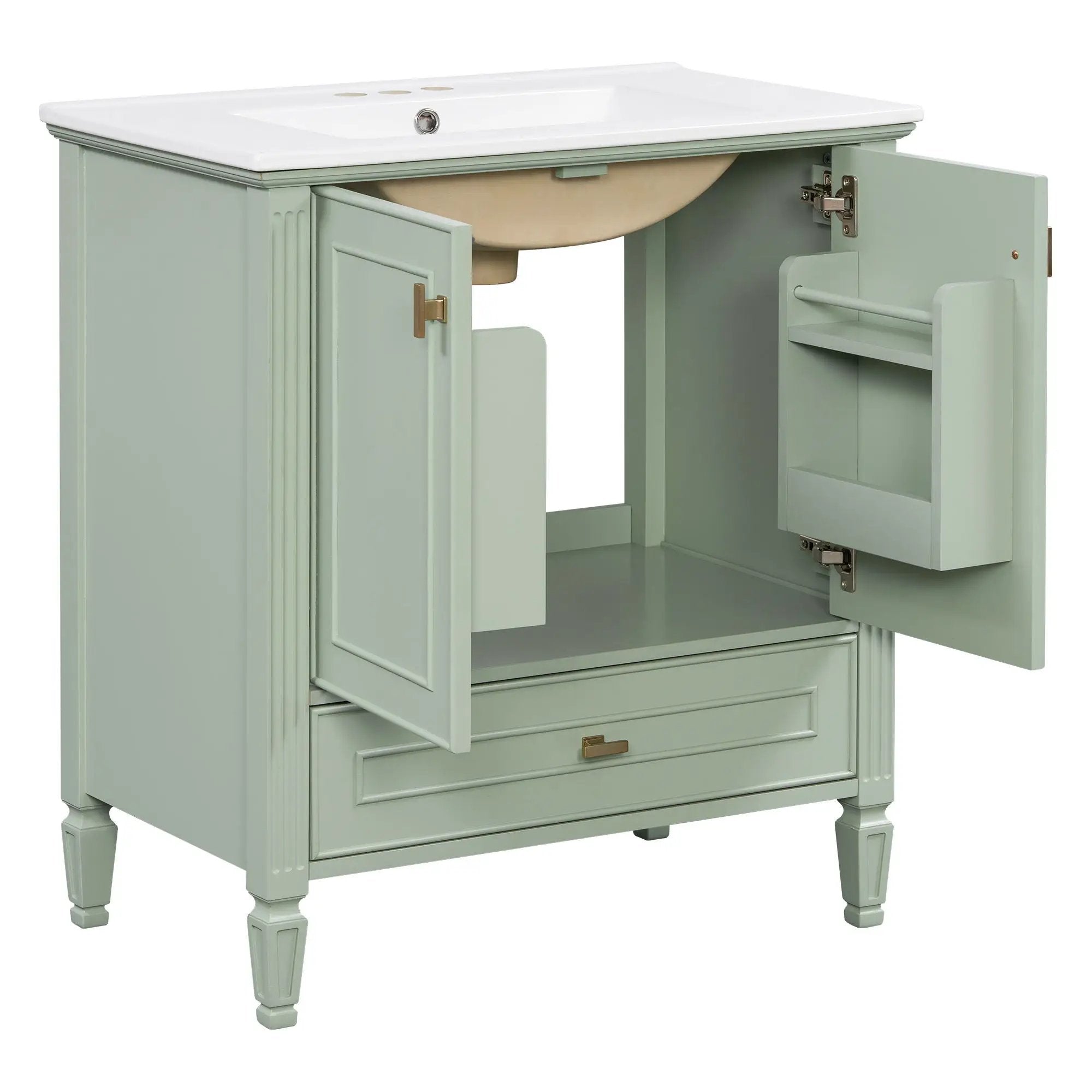 Freestanding Vanity With 1 Drawer & 2 Soft Close Doors With Door Mounted Storage by HouseOfZazla