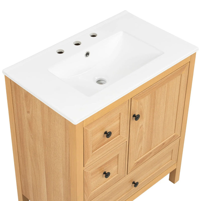 Modern Bathroom Vanity With Sink, Soft Close Drawers & Door, Storage Rack by HouseOfZazla