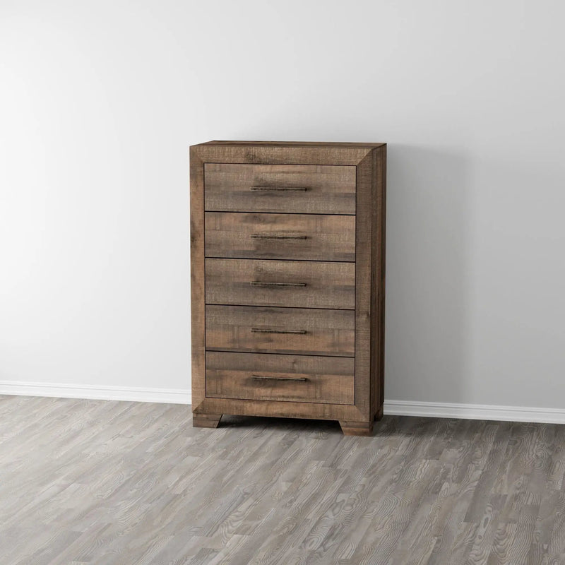 5 Drawer Chest With Casual Style - Brown by HouseOfZazla