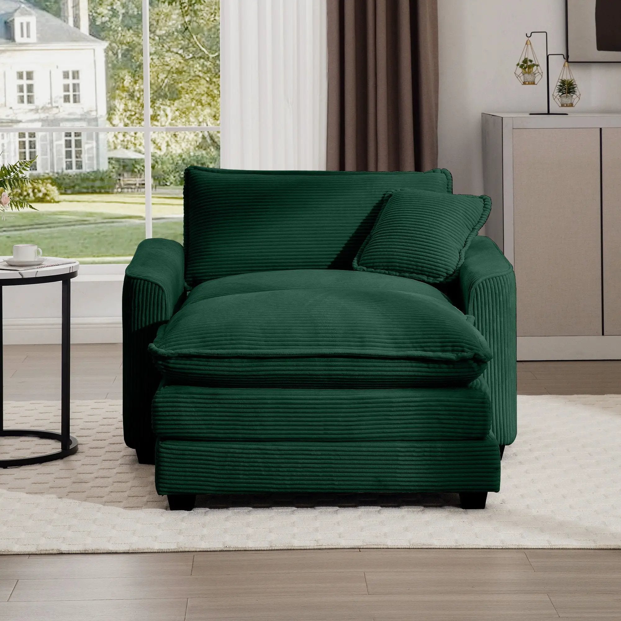 Classic Modern Comfortable Single Chair Deep Seat Sofa With Footstool by Unique Piece Furniture