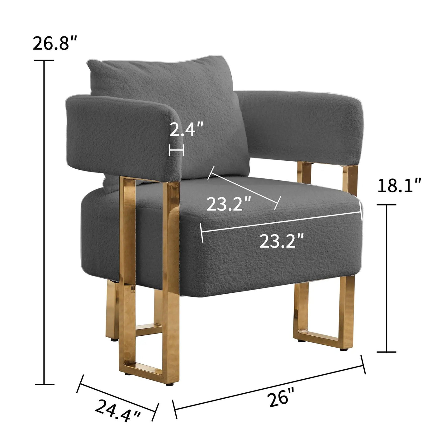 Modern Decorative Chair Teddy Fleece Upholstered And Metal Foot by Unique Piece Furniture