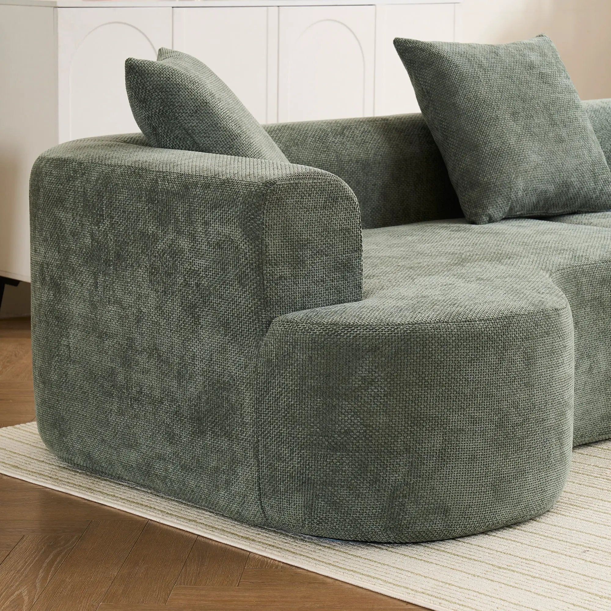 Modern Style Ultra Smooth Curved Sofa With 3 Pillows by HouseOfZazla