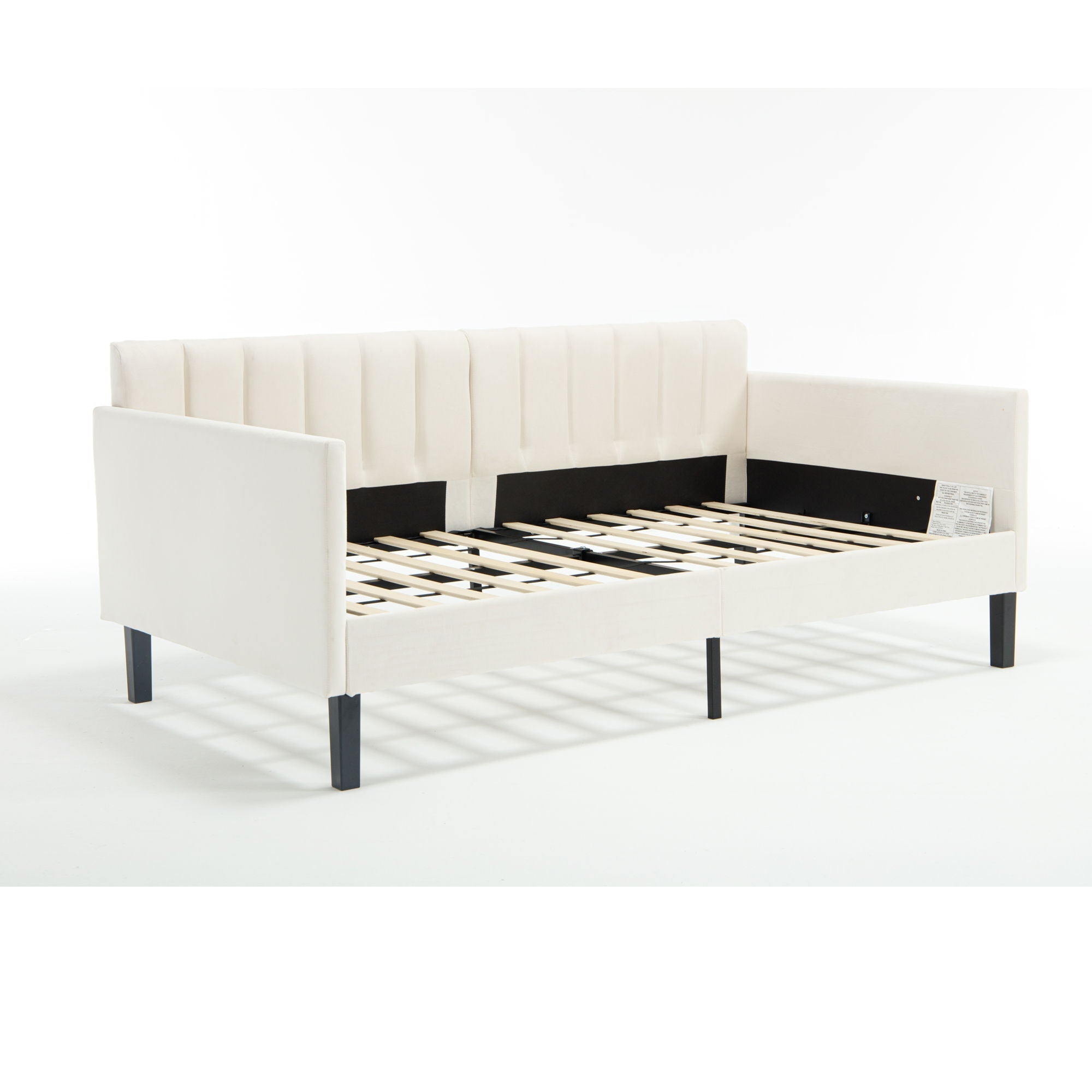 Elena - Boucle Upholstered Daybed, Ribbed Tufted Backrest by HouseOfZazla