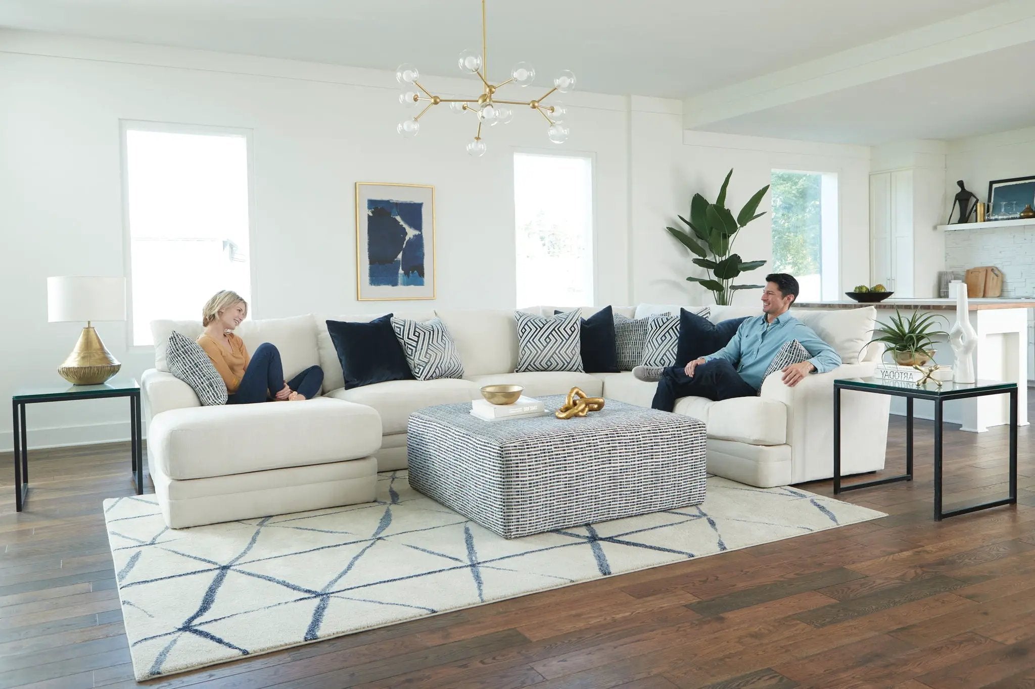Polaris - Sectional With Comfort Coil Seating, 9 Included Accent Pillows And Included Cocktail Ottoman by Unique Piece Furniture