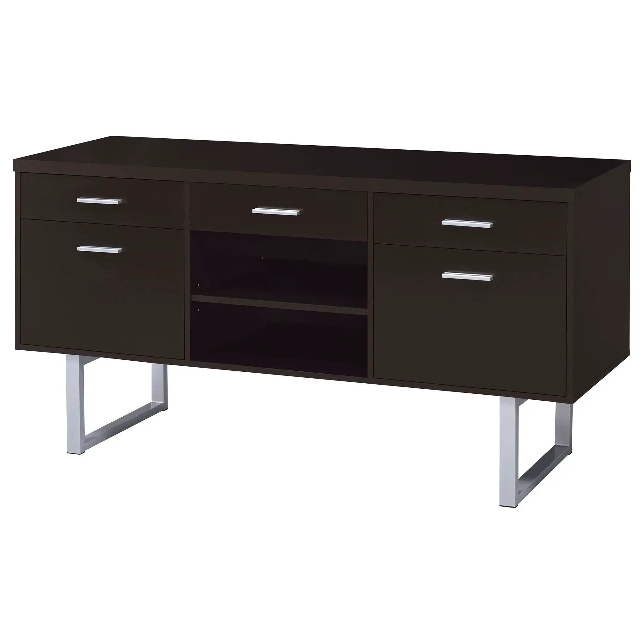 5 Drawer Credenza With Open Shelving - Cappuccino