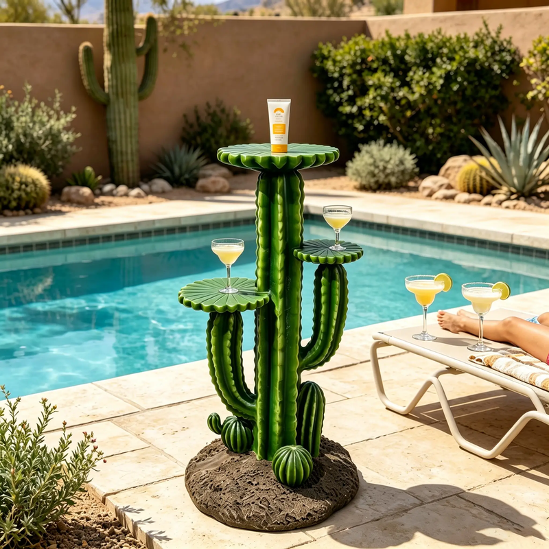32'' Resin Saguaro Cactus Plant Stand with 3 Display Shelves by HouseOfZazla