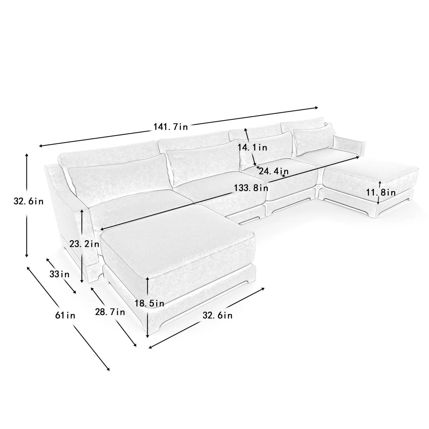 Stylish Sofa With Ottoman And Lumbar Pillows, Ergonomic Design by Unique Piece Furniture