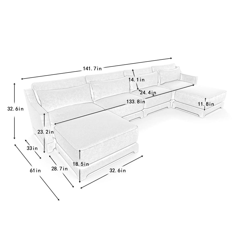 Stylish Sofa With Ottoman And Lumbar Pillows, Ergonomic Design by Unique Piece Furniture