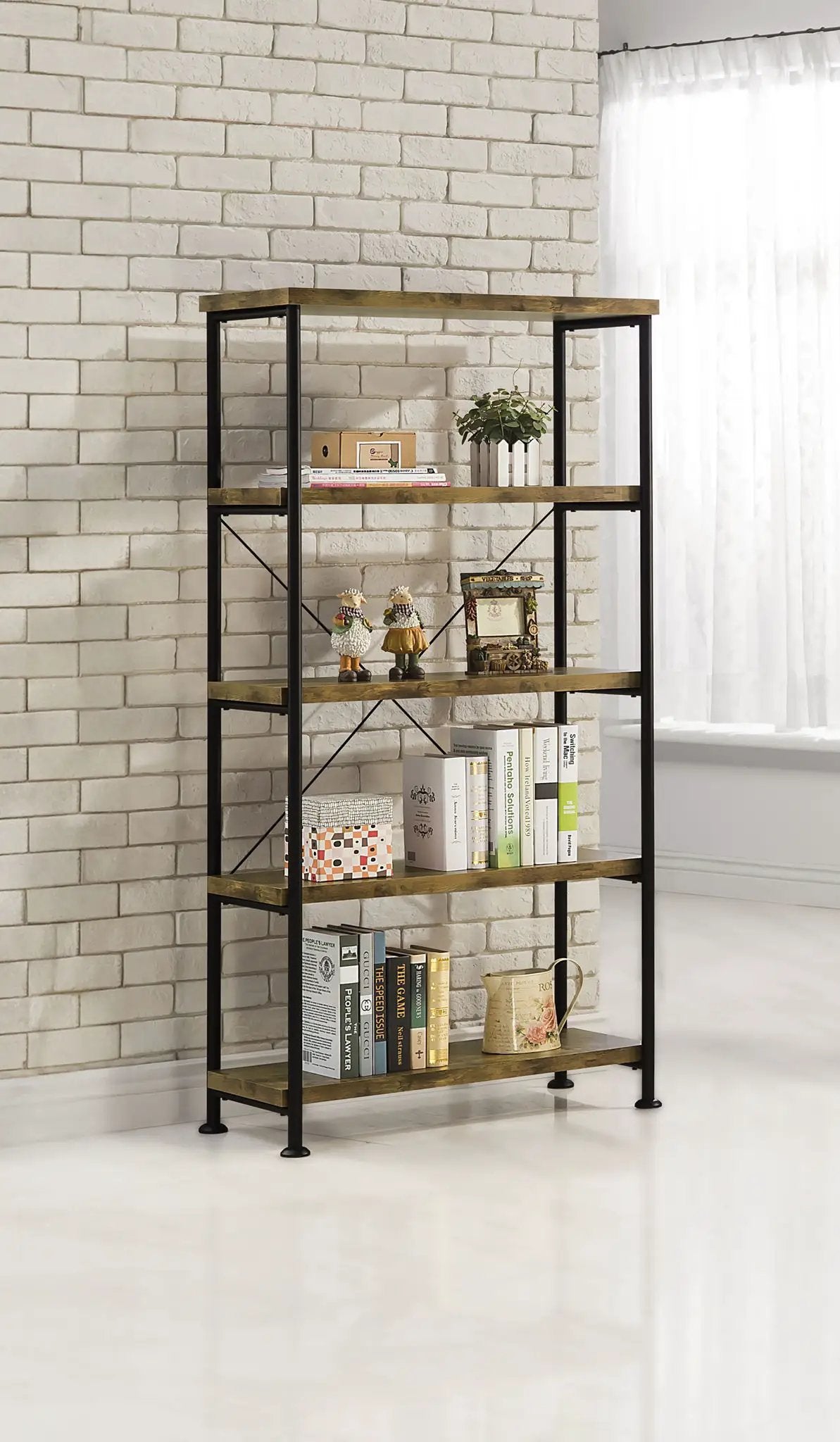 Analiese 63-inch 4-shelf Bookshelf Rustic Nutmeg by Unique Piece Furniture