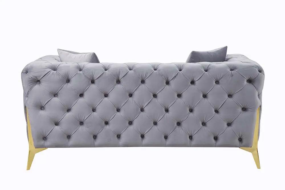 Jelanea - Loveseat With 2 Pillows - Gray Velvet & Gold by Unique Piece Furniture