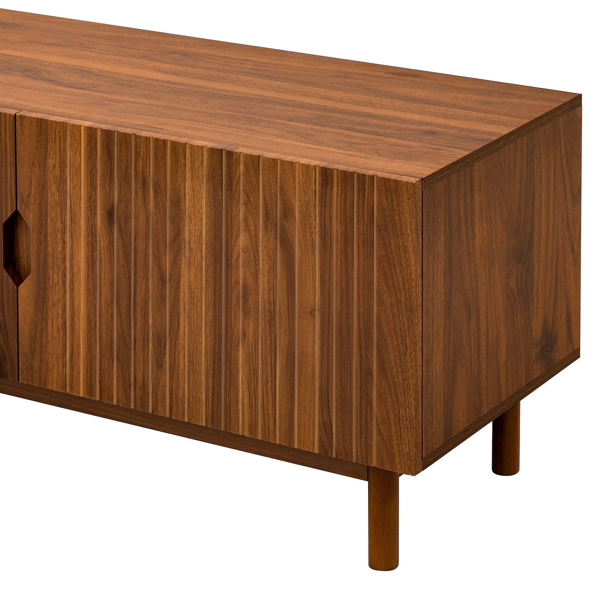 TV Stand With Legs, Media Console, 4 Cabinets For Living Room - Natural Wood by HouseOfZazla