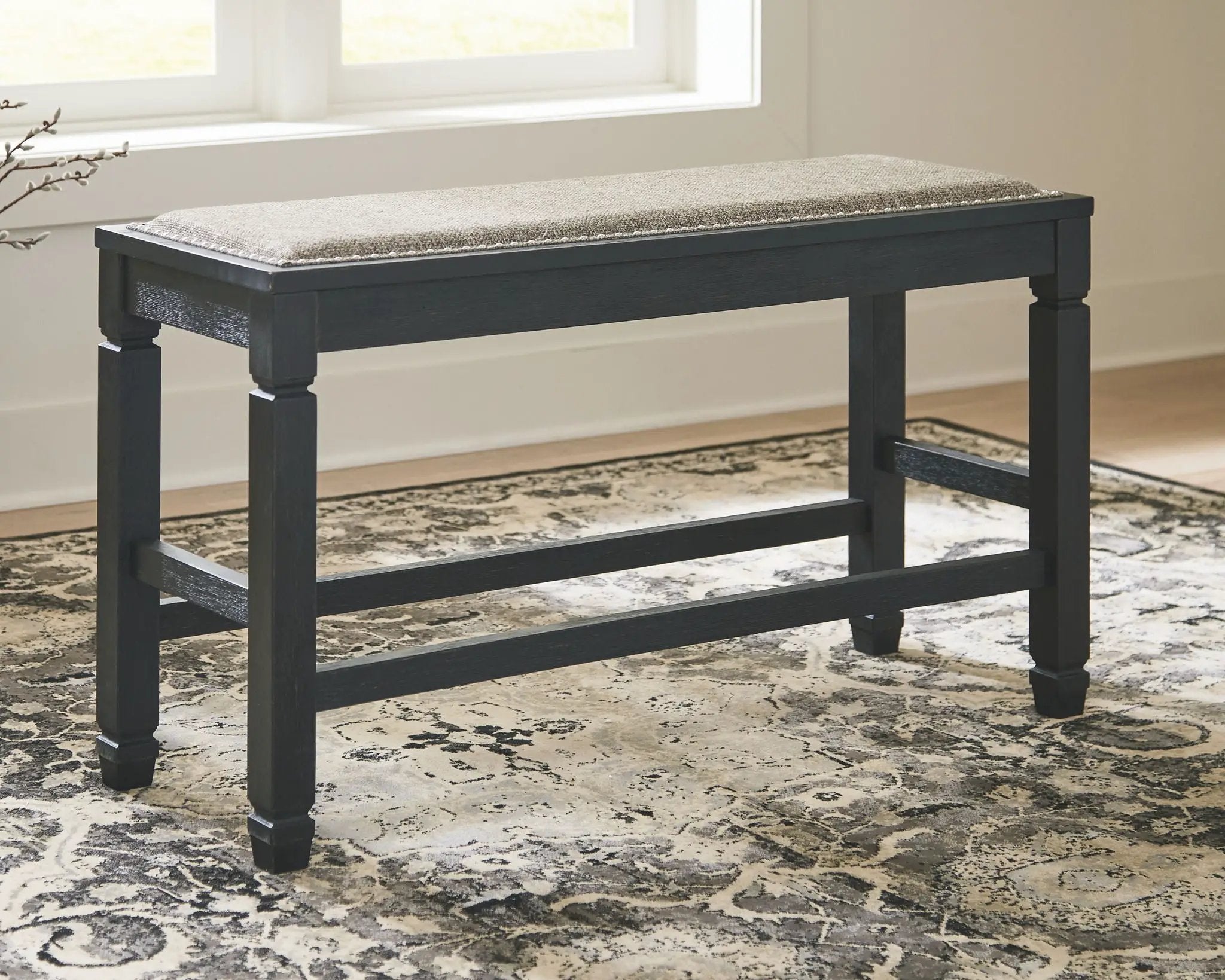 Tyler Creek - DBL Counter UPH Bench - Antique Black by Unique Piece Furniture