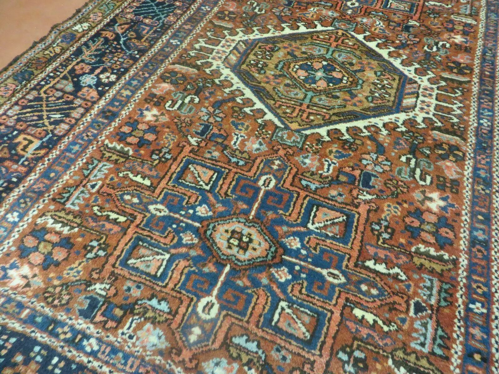Persian Karajeh Rug 5x6, Antique Geometric Medallion Carpet by Jewel Rugs