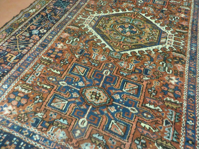 Persian Karajeh Rug 5x6, Antique Geometric Medallion Carpet by Jewel Rugs
