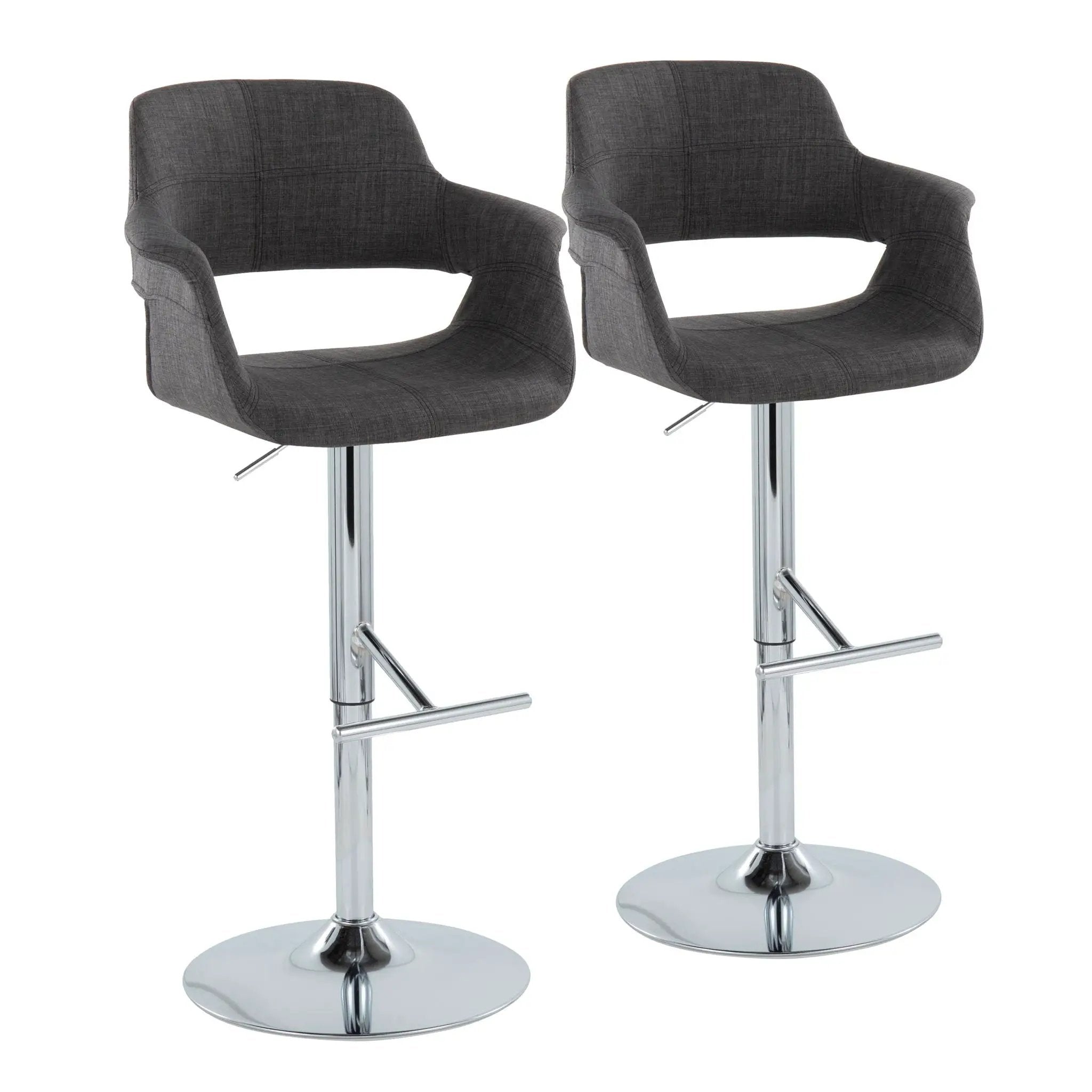 Vintage Flair - Mid Century Modern Adjustable Barstool & Straight T Footrest (Set of 2) by HouseOfZazla