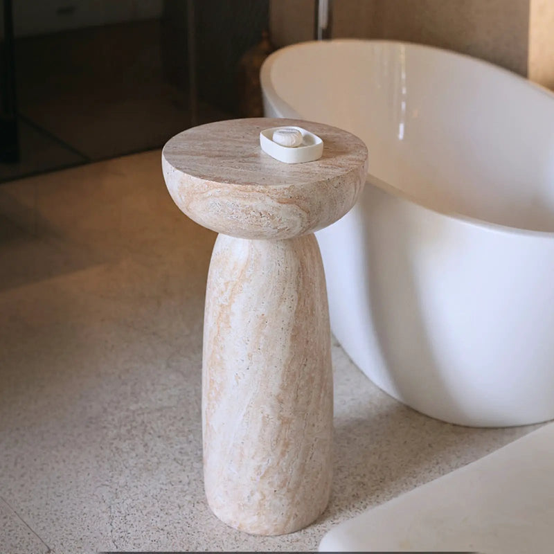 Natural Stone Grain Mushroom Shape Side Table by HouseOfZazla