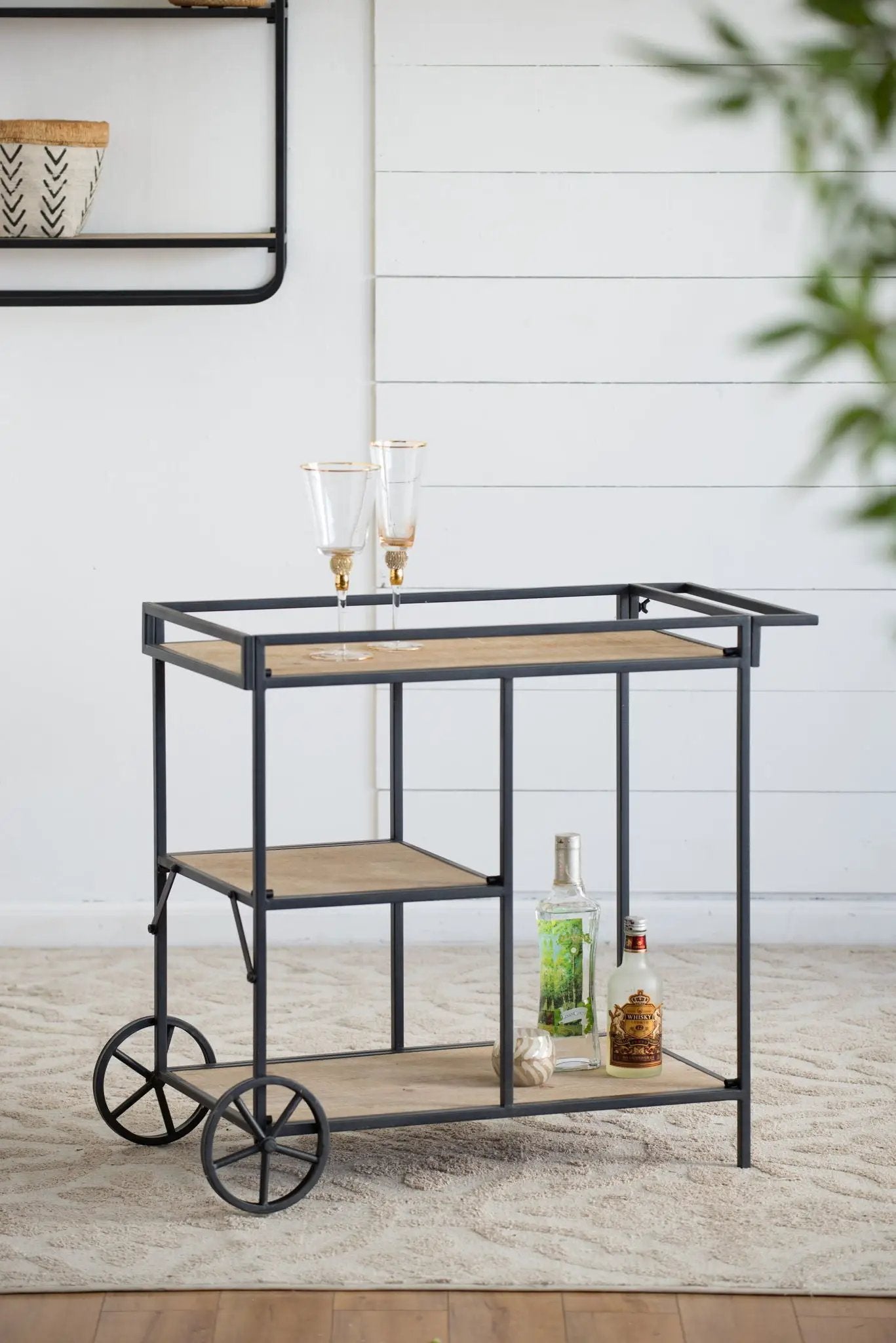 Shelf With Wheel - Black / Brown by Unique Piece Furniture