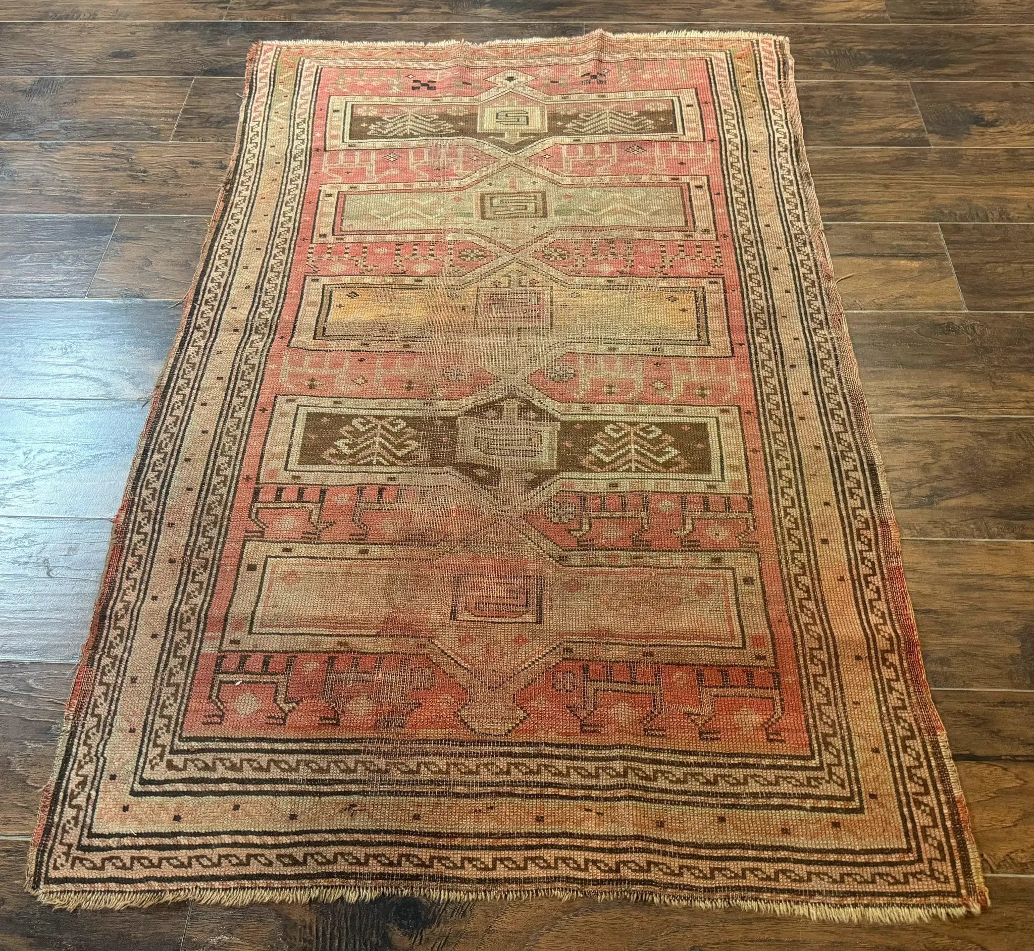 Antique Turkish Melas Rug 3x5, Geometric Carpet, 1920s Wool Rug, Bohemian Rug, Low Pile Rug, Tribal Rug by Jewel Rugs
