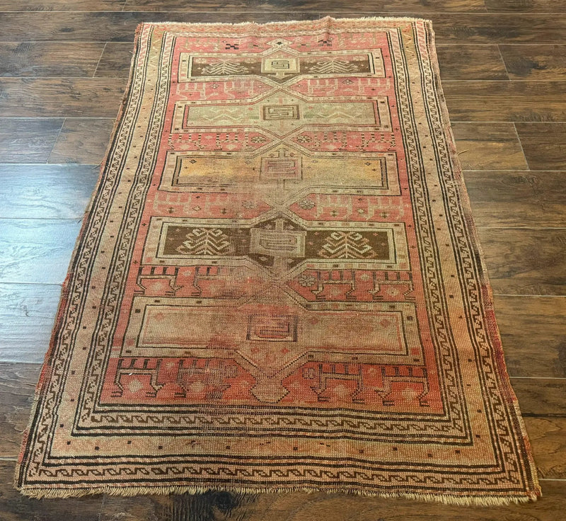 Antique Turkish Melas Rug 3x5, Geometric Carpet, 1920s Wool Rug, Bohemian Rug, Low Pile Rug, Tribal Rug by Jewel Rugs