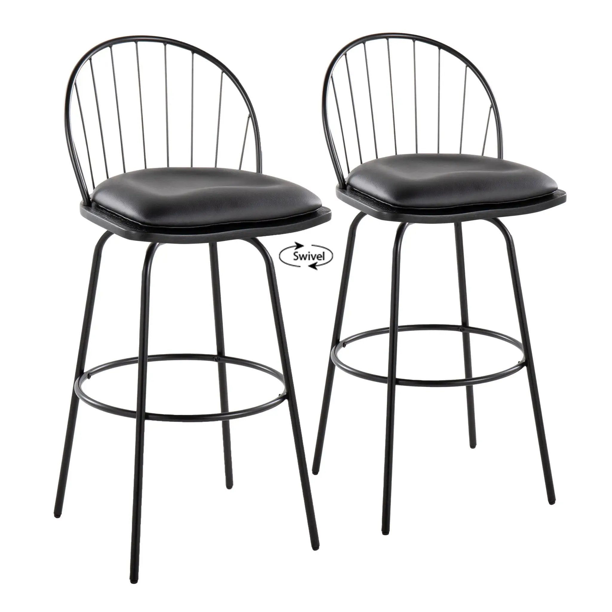 Riley - Claire Farmhouse Fixed Height Barstool With Swivel With Round Footrest (Set of 2) by Unique Piece Furniture