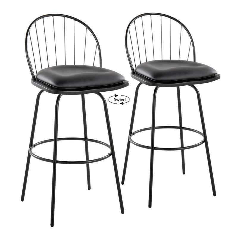 Riley - Claire Farmhouse Fixed Height Barstool With Swivel With Round Footrest (Set of 2) by Unique Piece Furniture