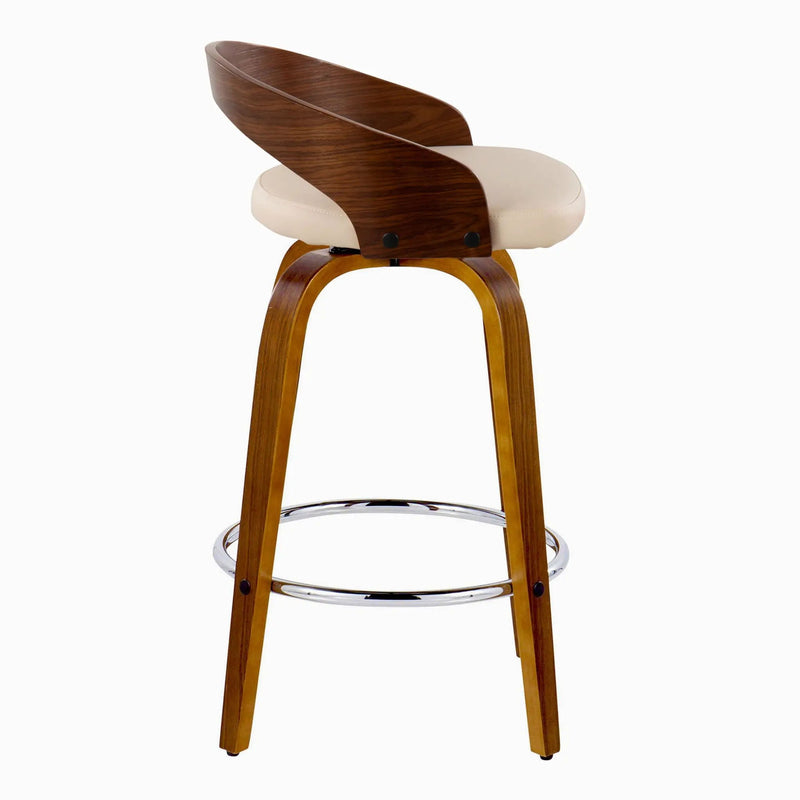Grotto - Mid Century Modern Elegant Fixed Height Counter Stool With Swivel With Round Footrest (Set of 2) by HouseOfZazla