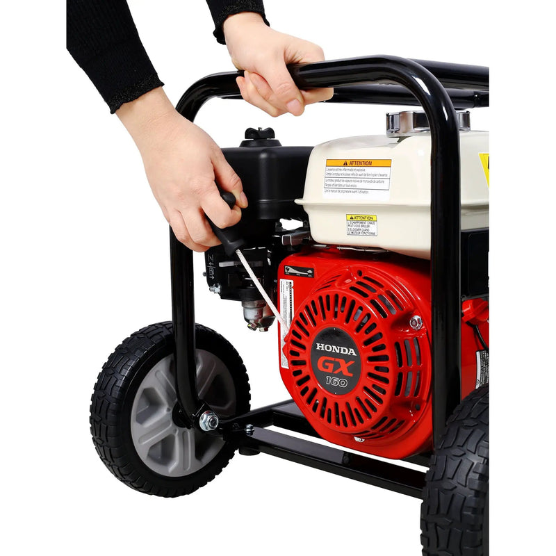 Honda - Gx160 Engine Water Pump 3" 264Gpm With Accessories Kit And Handle Wheel Kit - Black / Red by HouseOfZazla