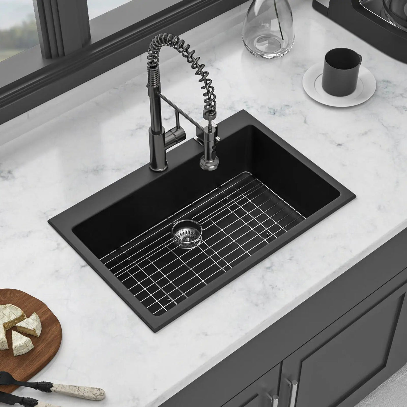 Quartz Kitchen Sink, Granite Composite, Drop In Sink With Durable Design by HouseOfZazla