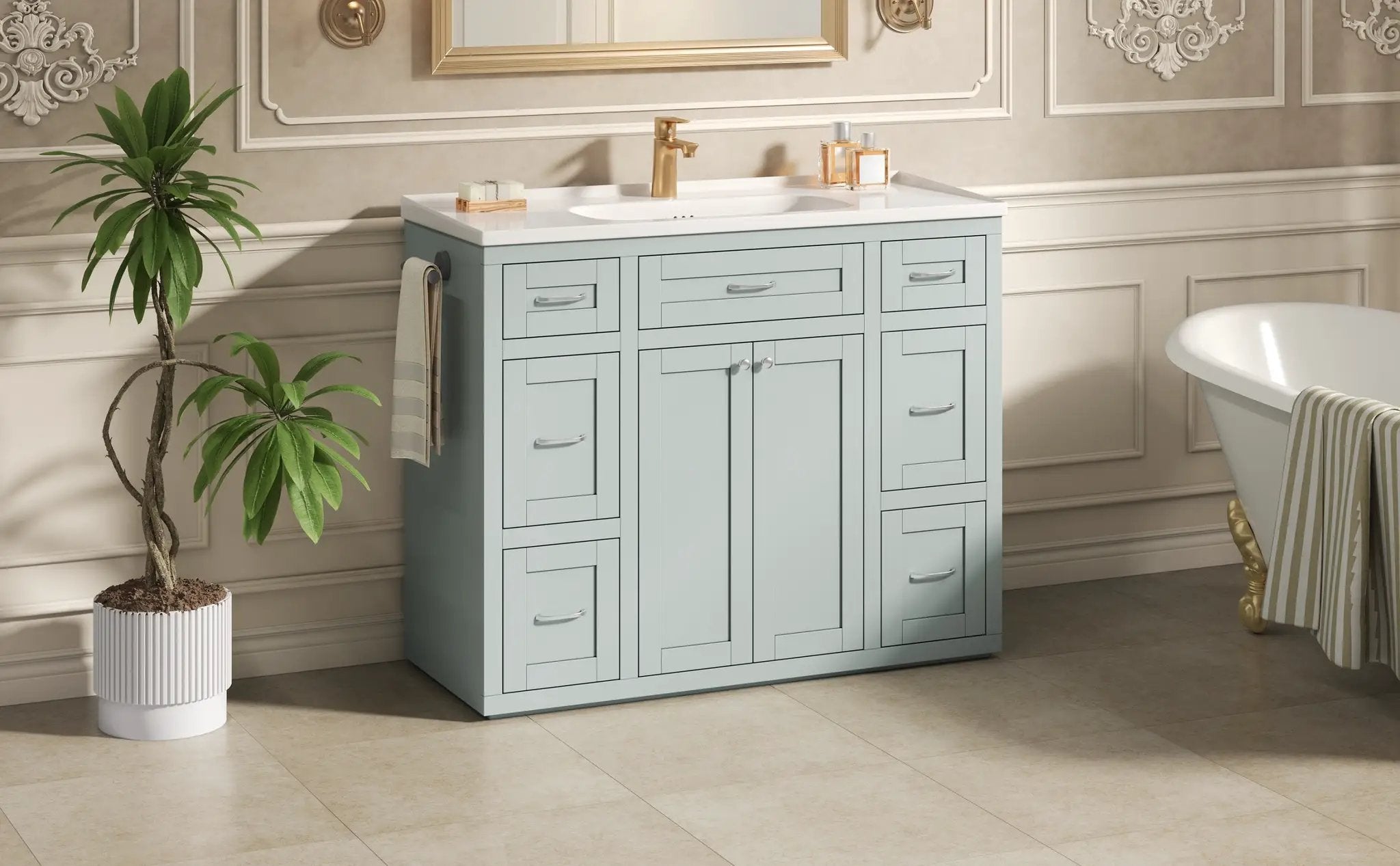 48" Mint Green Bathroom Vanity by HouseOfZazla