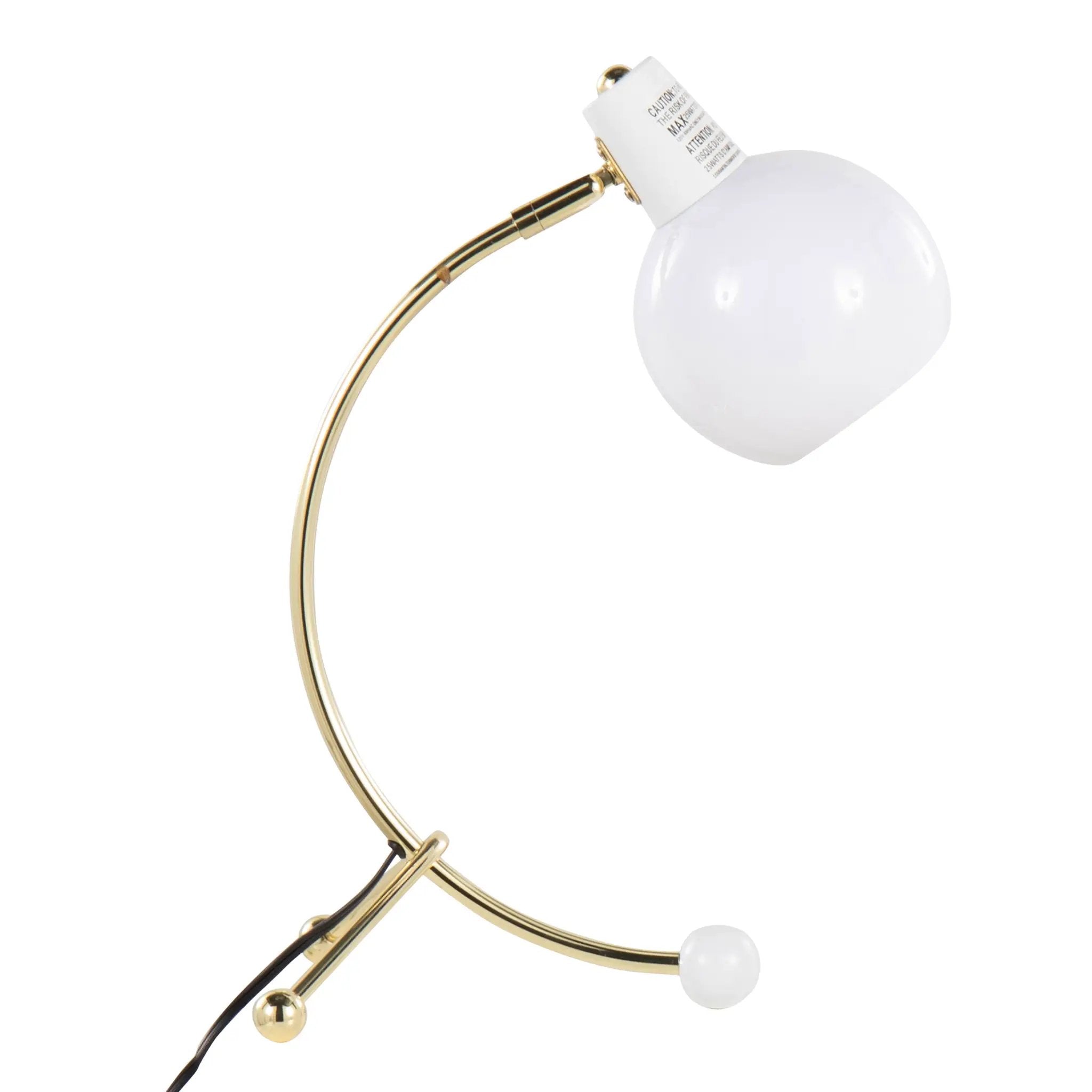 Eileen Contemporary Task Lamp in Gold Metal and White Shade by HouseOfZazla