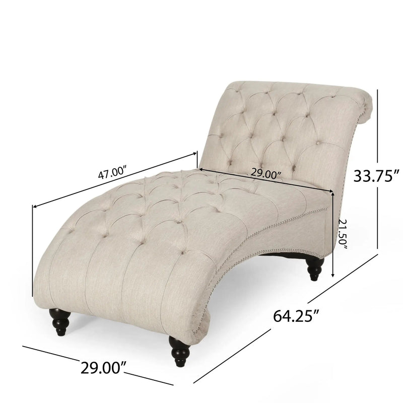Chaise Lounge With Button Tufted Diamond Stitch by HouseOfZazla