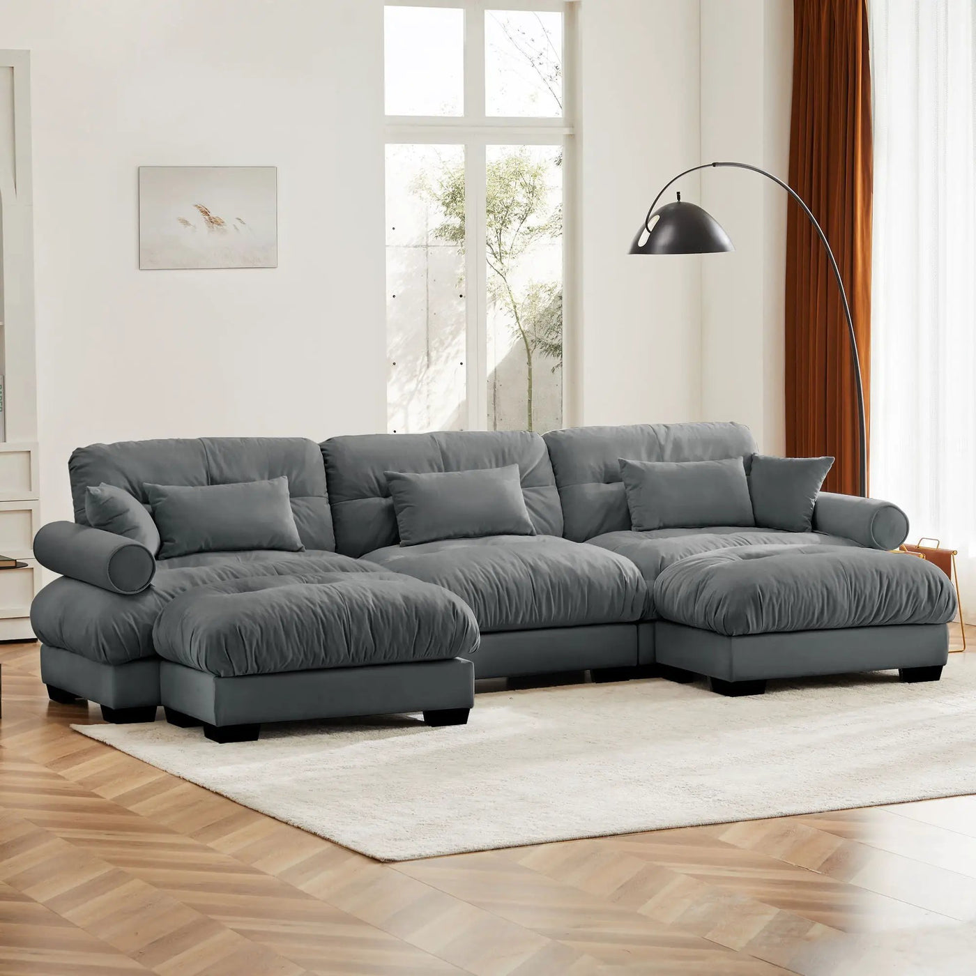 Super Comfort Oversized Modular Sectional Sofa With Movable Ottoman by Unique Piece Furniture