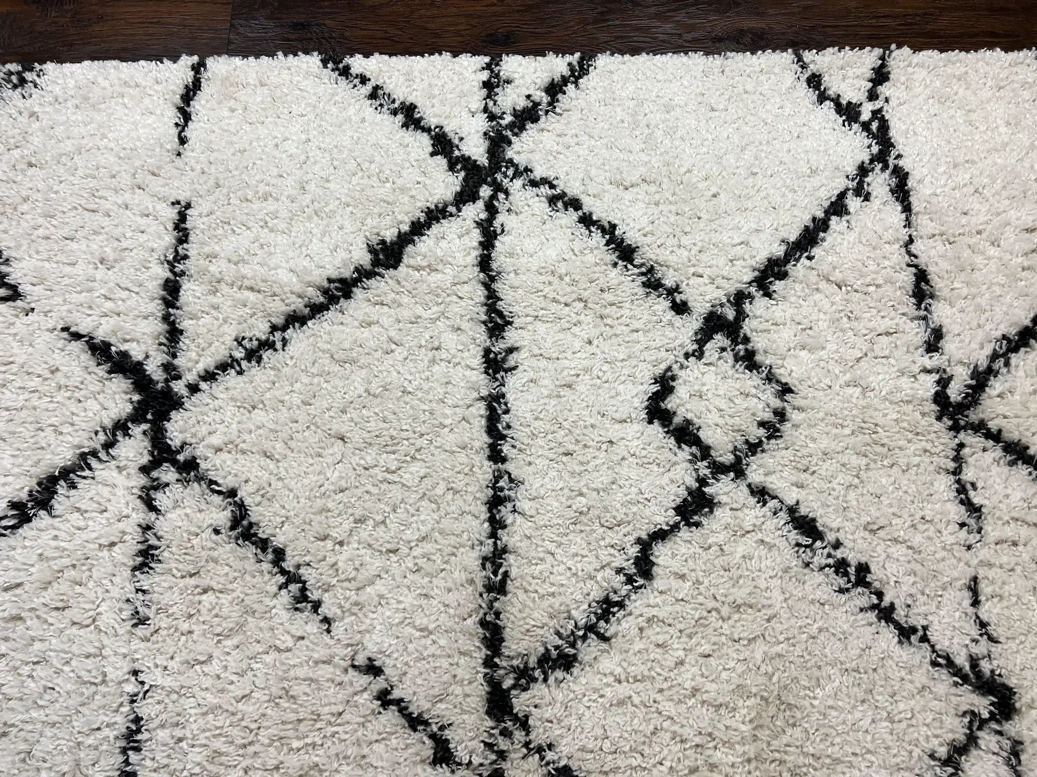 Modern Shag Rug 5x7, Ivory and Black Area Rug 5 x 7 ft by Jewel Rugs