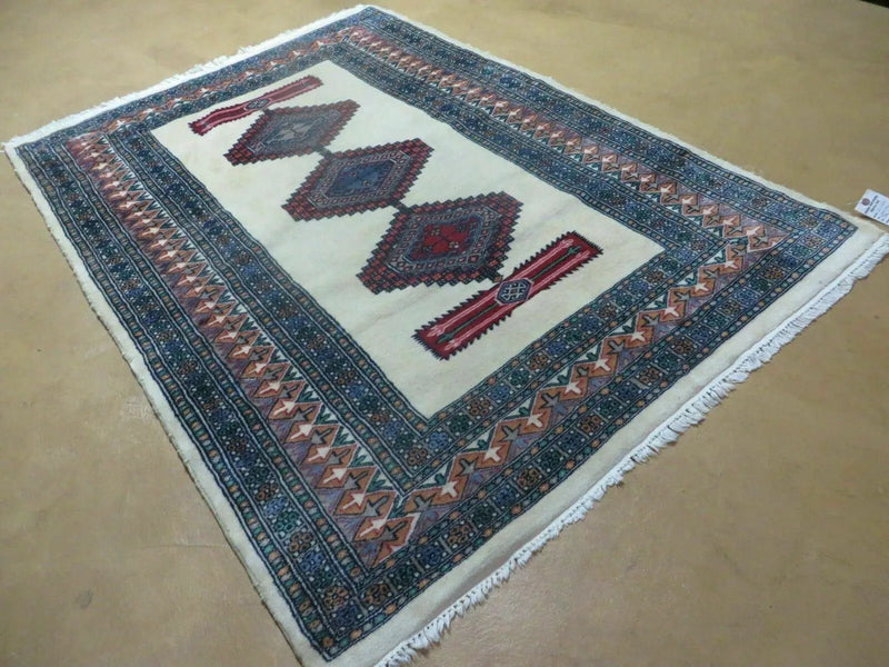 4' X 6' Vintage Handmade Bokhara Turkoman Pakistan Wool Rug Carpet Nice by Jewel Rugs