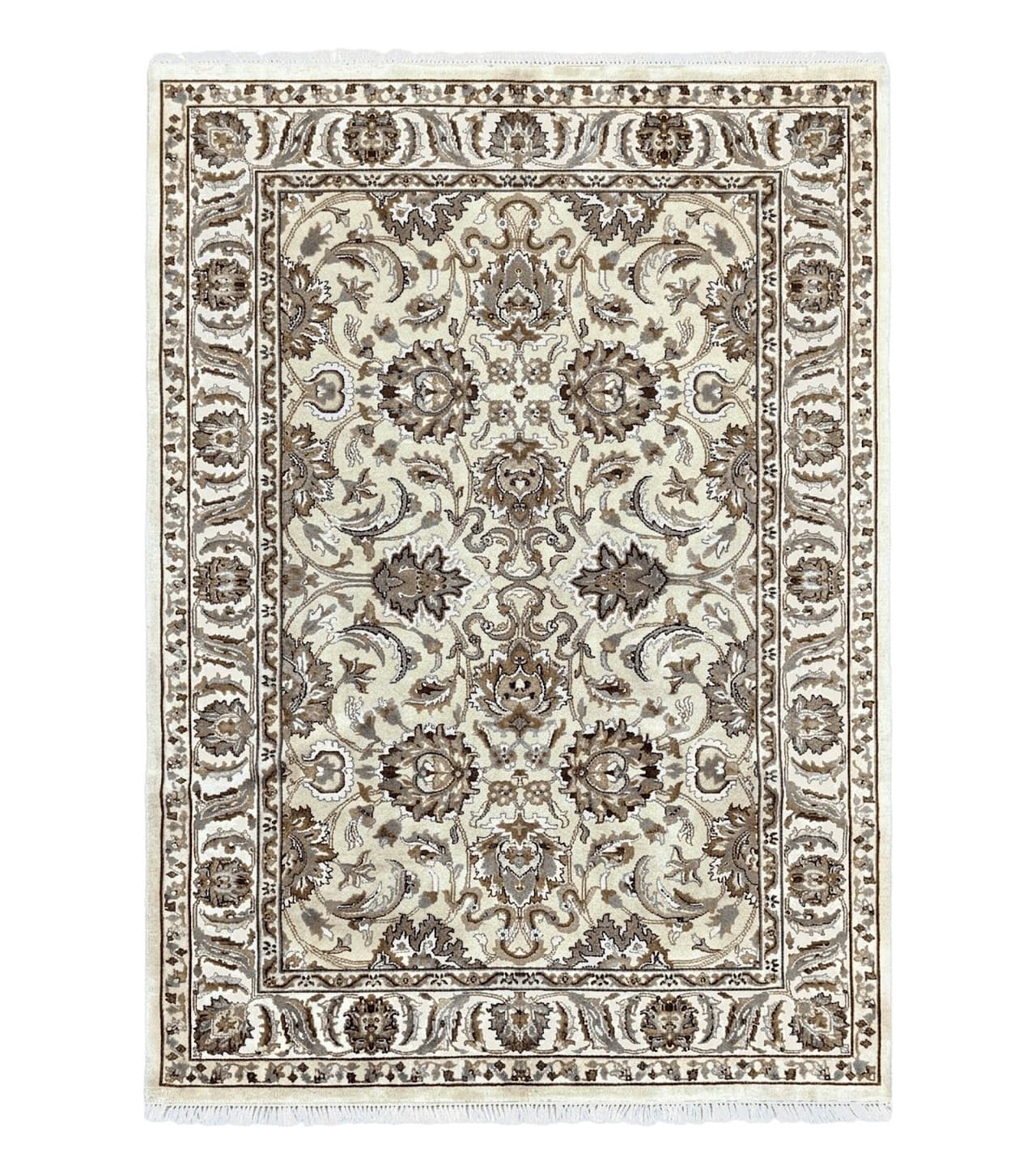 Indo Mahal Rug 6x9, Indian Carpet 6 x 9 ft, Light Green and Ivory, Floral Allover, Wool Oriental Carpet, Traditional Rug, Handmade by Jewel Rugs